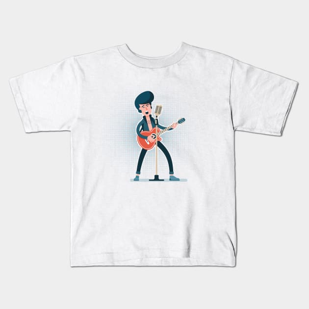 Cartoon rock guitarist Kids T-Shirt by Agor2012